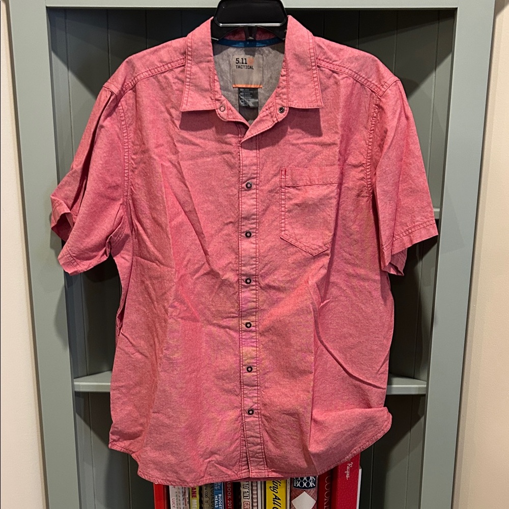 5.11 Tactical Men's Casual Red Button Down Shirt